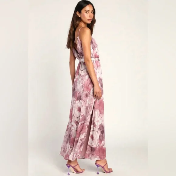 Elegant Pink Floral Maxi Dress - Picture 8 of 8